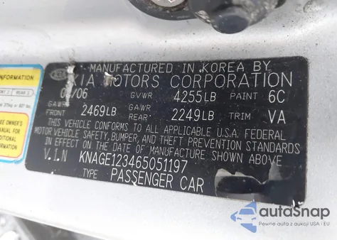 2006 Kia Optima Ex (New)/Lx (New) from USA, damaged, VIN KNAGE123465051197